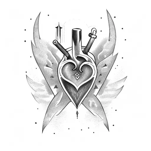 Heart with dagger through it tattoo design idea