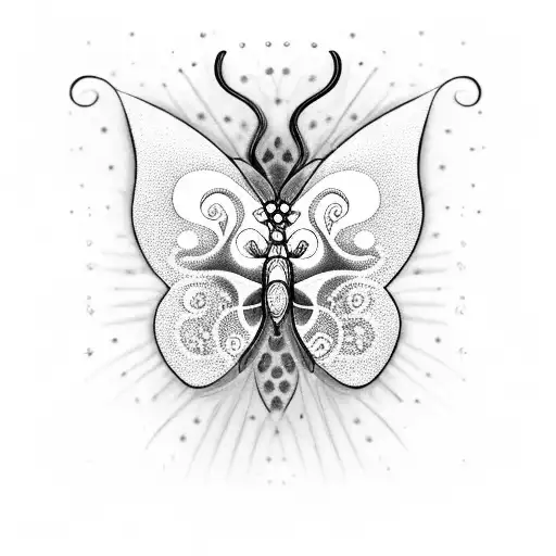 Butterfly with semicolon in pattern tattoo design idea