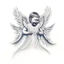 drunk angel tattoo design idea