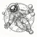 astronaut floating in space  tattoo design idea