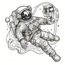 astronaut floating in space  tattoo design idea