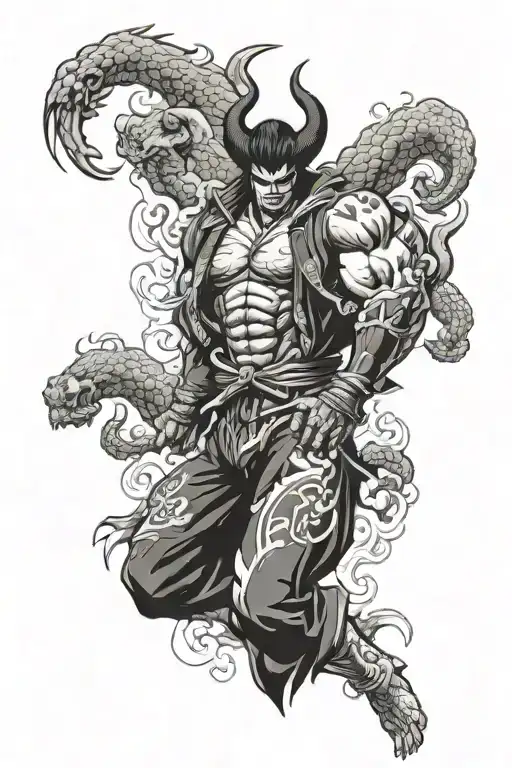 devil jin from tekken tattoo design idea