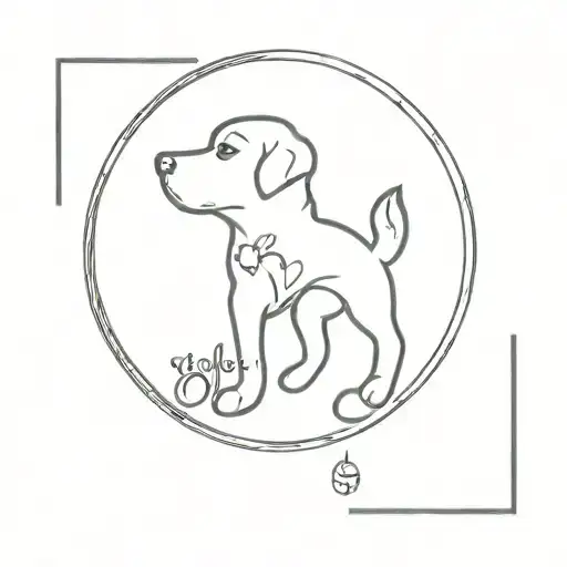 dog name MYLO with a paw print and Halo  tattoo design idea