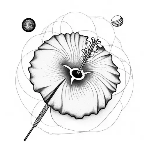 Speck of dust travelling through time in the different multiverses and containing objects like a radio, a hibiscus, etc tattoo design idea