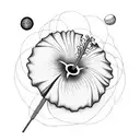 Speck of dust travelling through time in the different multiverses and containing objects like a radio, a hibiscus, etc tattoo design idea