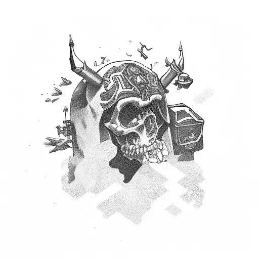 mountanins and backpacking tattoo design idea