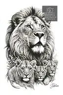 lion with cubs and birth date tattoo tattoo design idea