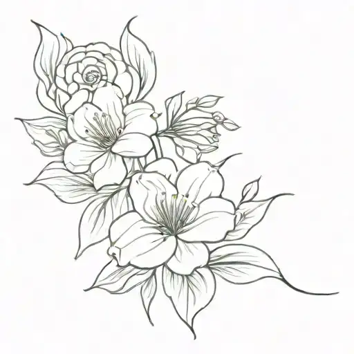 january and september birth flower bouquet  tattoo design idea