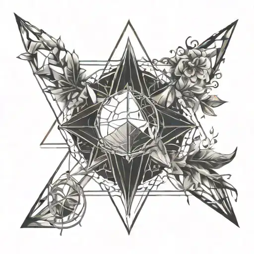 God's hand, triangle, hourglass, elements tattoo design idea