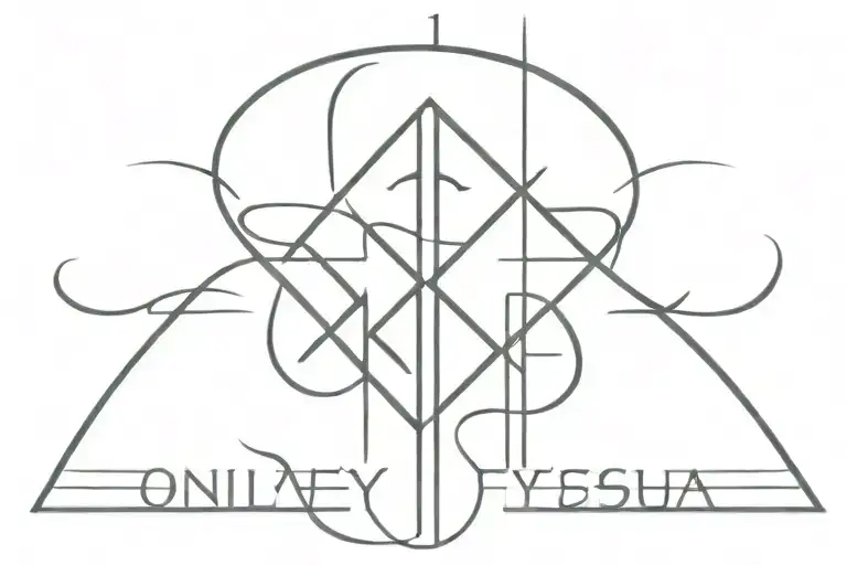 tattoo reading "only Yeshua" with a cross design tattoo design idea