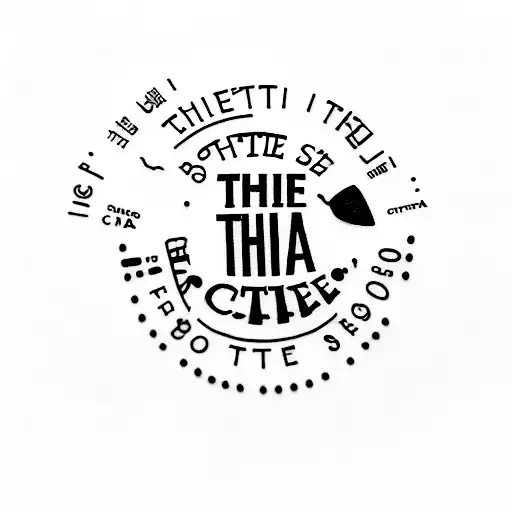 A dotwork tattoo of a cinema ticket stub with the words 'That's what she said' written on it, surrounded by cats and coffee beans. tattoo design idea