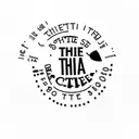 A dotwork tattoo of a cinema ticket stub with the words 'That's what she said' written on it, surrounded by cats and coffee beans. tattoo design idea