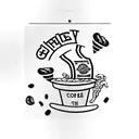 A dotwork tattoo of a cinema ticket stub with the words 'That's what she said' written on it, surrounded by cats and coffee beans. tattoo design idea