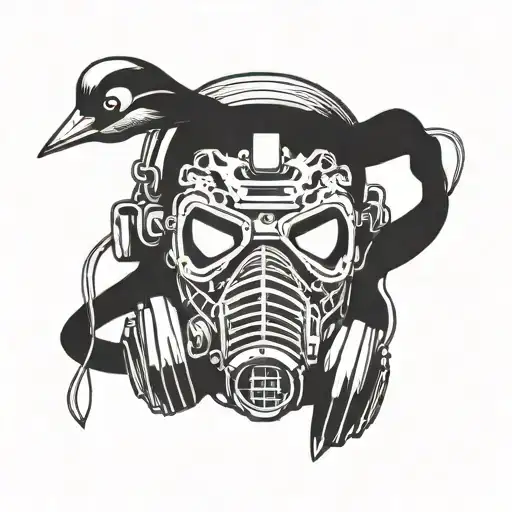 Crane diving mask tattoo design idea