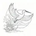 crane flying tattoo design idea