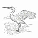 crane flying tattoo design idea