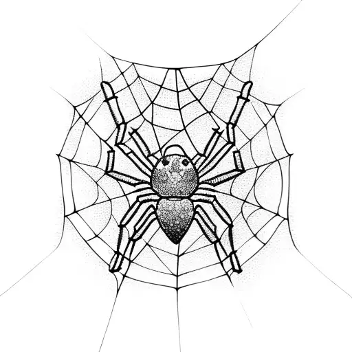 heart shaped spider web tattoo design idea