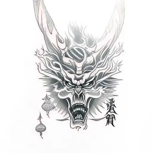 A tattoo design representing a student studying in a dark and eerie forest with demonic creatures lurking in the background tattoo design idea