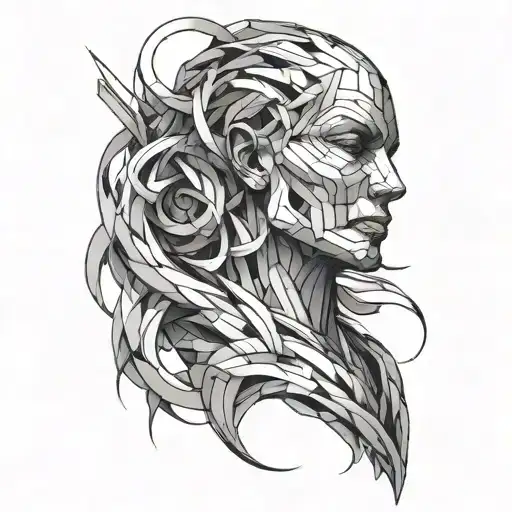 sculpture with lines tattoo design idea