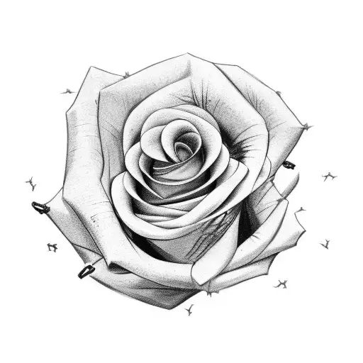 Barbed Wire wrapped Rose  tattoo design idea
