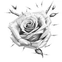Barbed Wire wrapped Rose  tattoo design idea