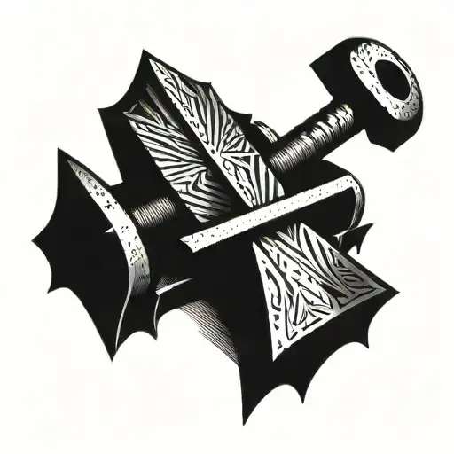 three spikes and an anvil. iron sharpens iron tattoo design idea