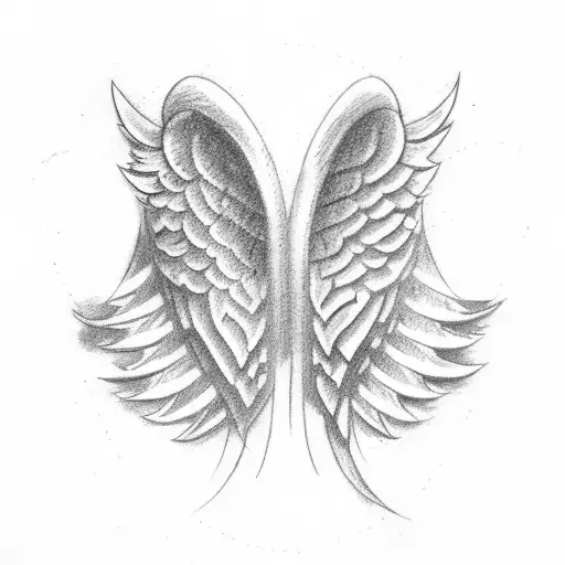 angel wings with initials A and D tattoo design idea