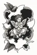 Little angel is trapped tattoo design idea