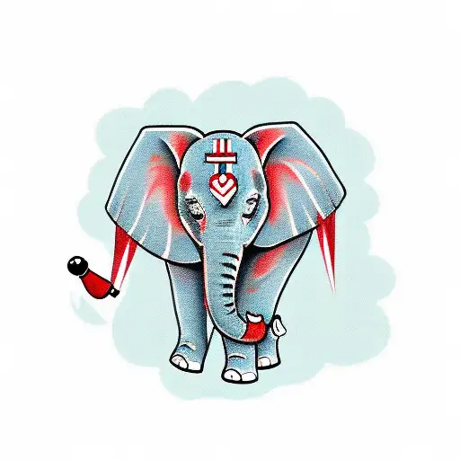 elephant in cheerleading uniform tattoo design idea