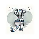 elephant in cheerleading uniform tattoo design idea