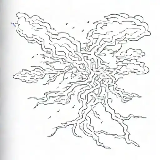 storm thunder lightning tattoo design idea