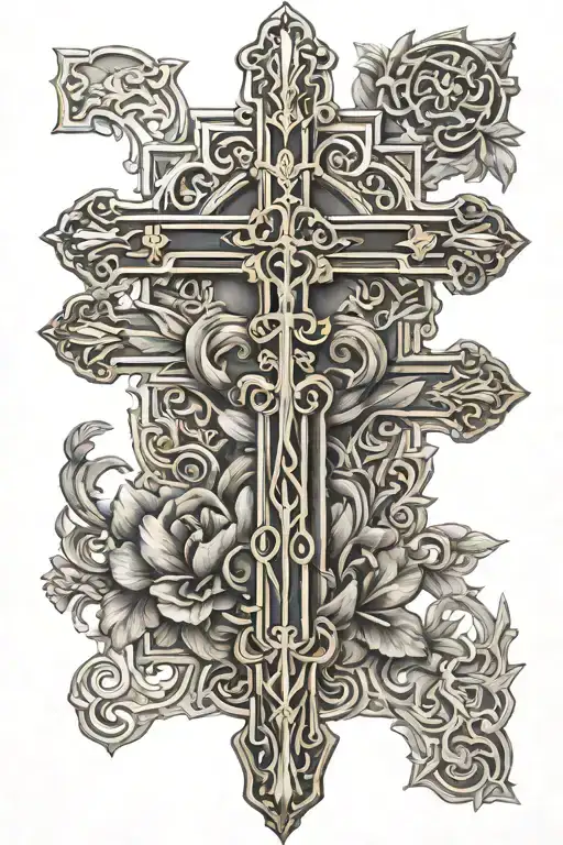 orthodox cross tattoo design idea