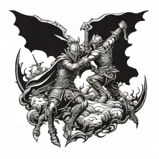 epic battle scene tattoo design idea