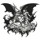 epic battle scene tattoo design idea