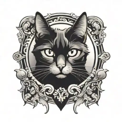 abstract black cat familiar tattoo design idea