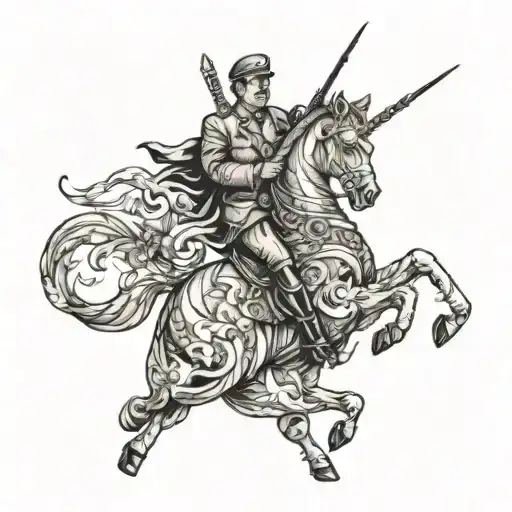 hitler on a unicorn tattoo design idea