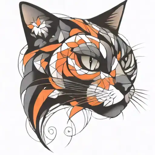 completely black cat tattoo design idea