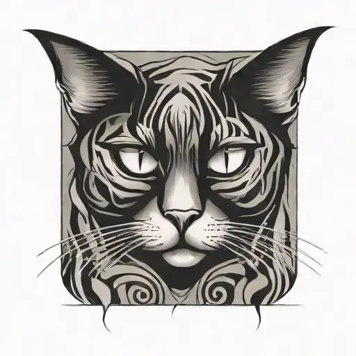 abstract black cat tattoo design idea