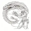 Rhea Ripley battling a xenomorph tattoo design idea