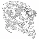 Rhea Ripley battling a xenomorph tattoo design idea