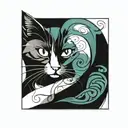 completely black cat tattoo design idea