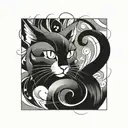 completely black cat tattoo design idea