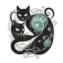 completely black cat tattoo design idea