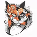 completely black cat tattoo design idea