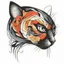 completely black cat tattoo design idea