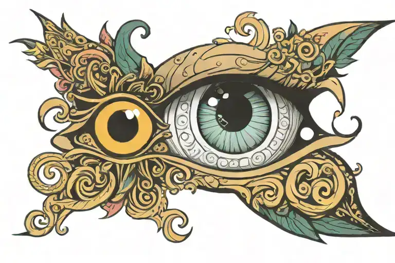 a big eye surrounded by Greek god tattoo design idea