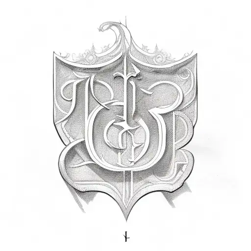 old English font letter "H" tattoo design idea