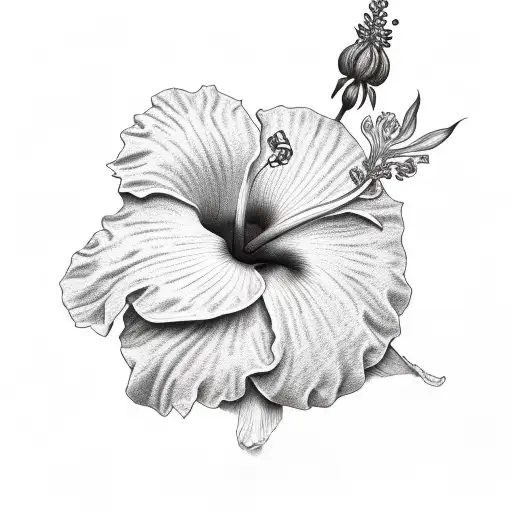 old English font letter "H" with hibiscus flower tattoo design idea