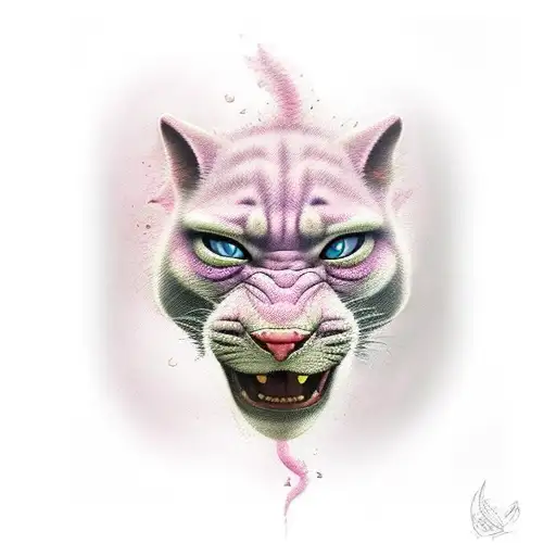 Pink panther as devil tattoo design idea