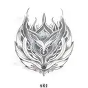 nine tail fox, moon and phoenix  tattoo design idea